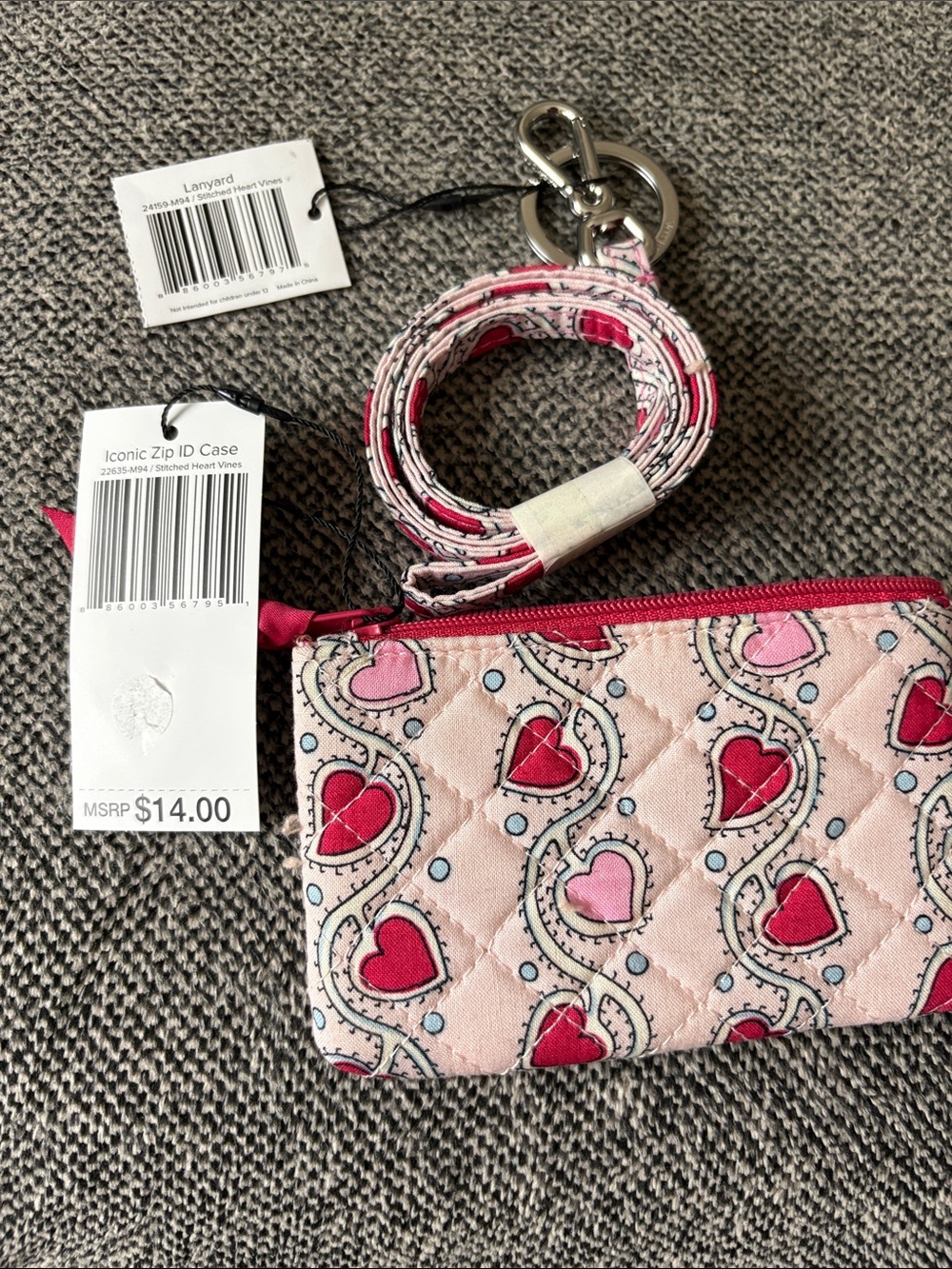 Vera Bradley Pink Floral Quilted ID Holder with Lanyard - Picture 2 of 4